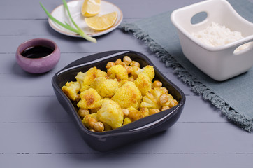 Roasted cauliflower with chickpeas