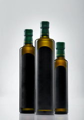 Black oil bottle, isolated on white background