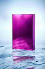 Stylish purple carton, isolated on plain background