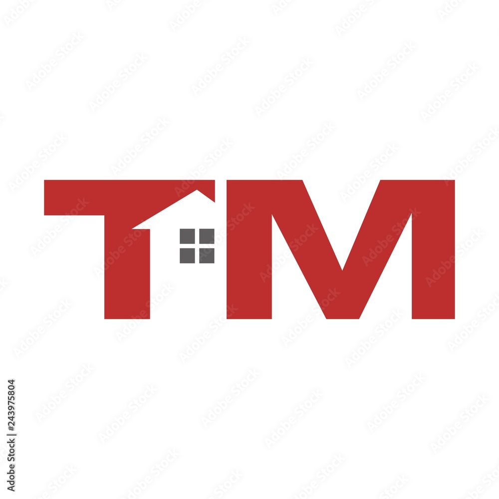 Wall mural letter t and m with home symbol. vector logo.