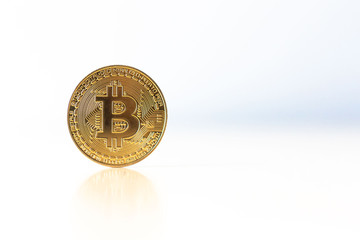 Bitcoin on isolated white background with copy space.