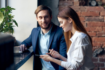 business colleagues in a cafe