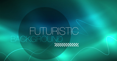 Glowing abstract wave on dark, shiny motion, Christmas and New Year magic space light. Techno abstract background