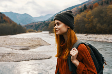 woman on the nature trip travel