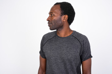 Profile view of handsome African man ready for gym