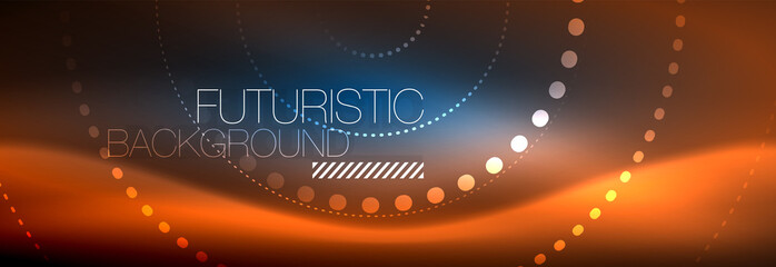 Glowing neon circle line dots, round line design, abstract style on black background. Neon abstract round circles Magic neon lights and glowing dots