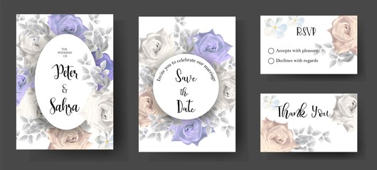 Set of romantic roses for wedding ,invitation or greeting cards -vector illustration - Vector