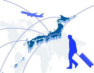 海外旅行　訪日観光　インバウンド　桜　日の丸　ツーリスト