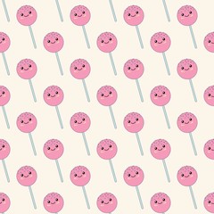 Seamless pattern with lollipop. Vector Festive Background for kids with Kawaii lollipop. - 243981048