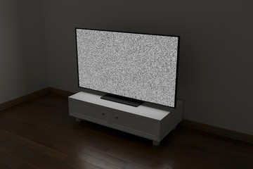 TV with noise in a dark room