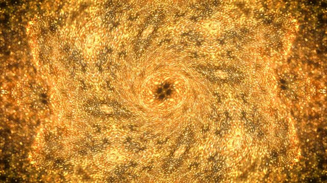 Shiny kaleidoscope flowing golden glitter VJ loop abstract particle background