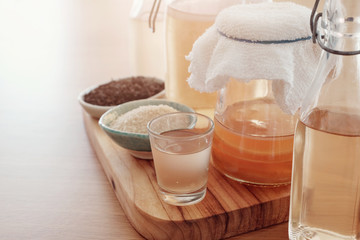 Obraz na płótnie Canvas Homemade Kombucha Fermented tea, Probiotic food for gut health