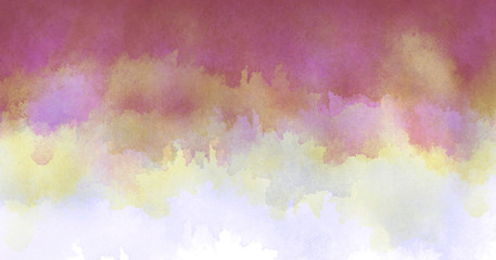 Watercolor card, greeting card of pink, purple, yellow,  lilac, abstract spot. For decoration and design. Splash, bright streaks of paint. Vintage postcard, business card, invitation.