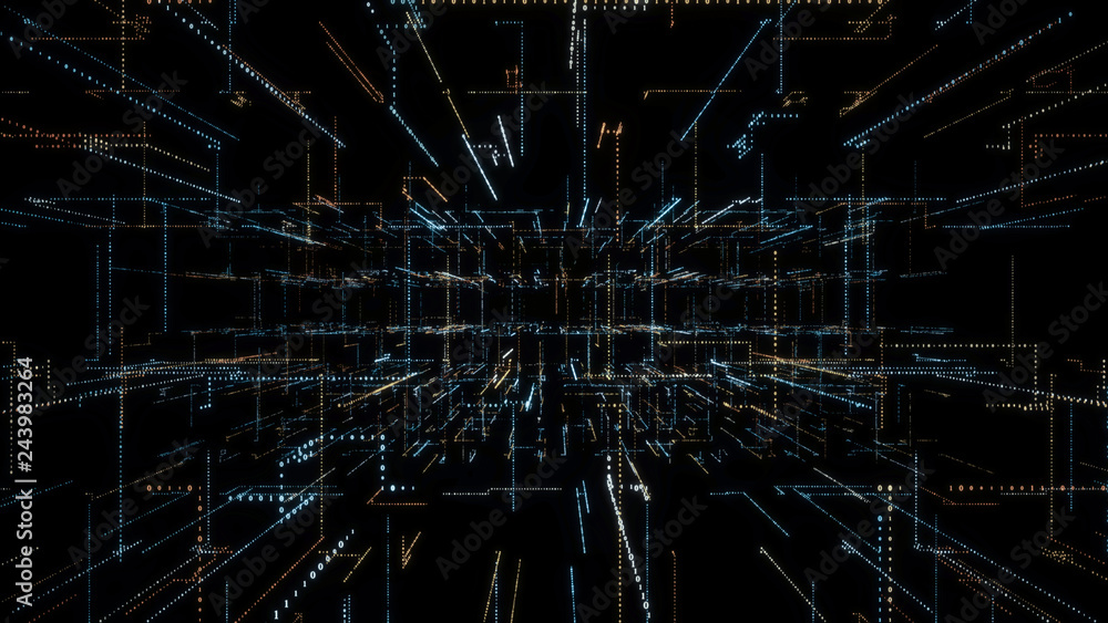 Poster 3d smart digital binary code with futuristic smart technology connection network concept .
