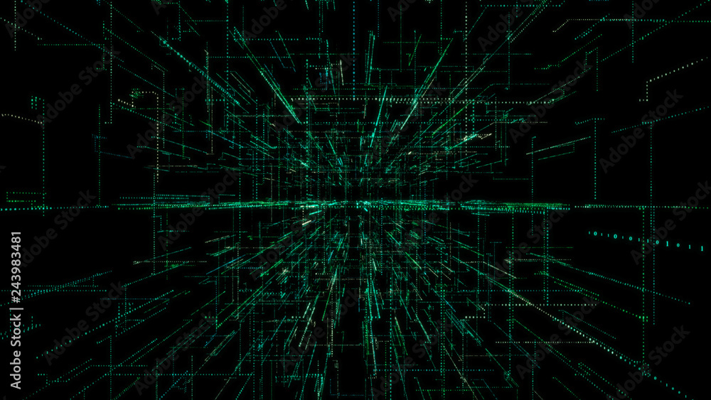 Poster 3d smart digital binary code with futuristic smart technology connection network concept .