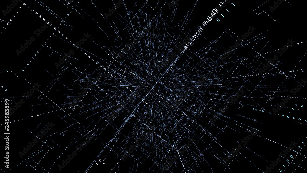 Poster 3d smart digital binary code with futuristic smart technology connection network concept .
