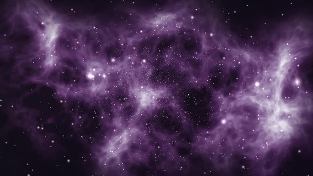Seamlessly loopable animation of flying through glowing nebulae and stars