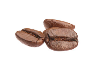 Roasted coffee isolated on white background with clipping path..