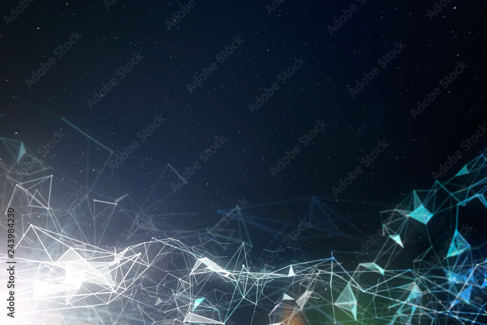 Poster abstract plexus network connection systems with dots and connecting lines .