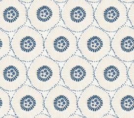 blue seamless pattern with big abstract shapes
