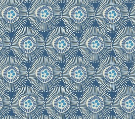 blue seamless pattern with big abstract shapes