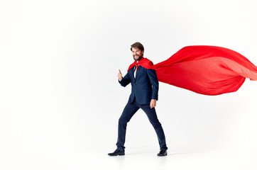 business man in a red hero cloak
