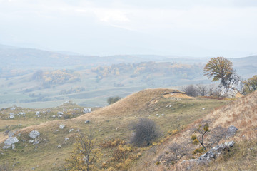 landscape with mountains and blue sky