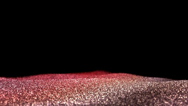 Shiny flowing red golden wave glitter VJ loop abstract particle background