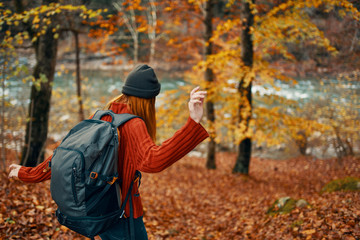 woman autumn nature forest