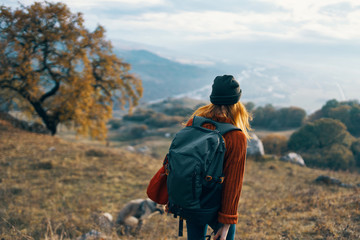 woman hiking trip backpack