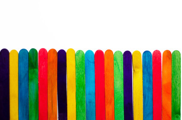 colored background of wooden sticks for ice cream