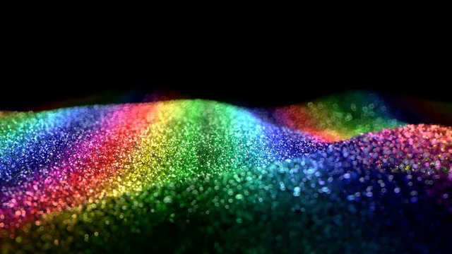 Shiny flowing wave rainbow glitter seamless VJ loop abstract particle background