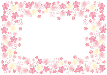 桜　フレーム　水彩　手描き（2）
