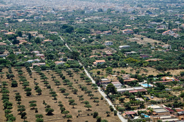 Farmland and housing in Cinisi, Sicily