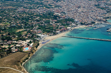 Aerial view of Magaggiari beach in Sicily