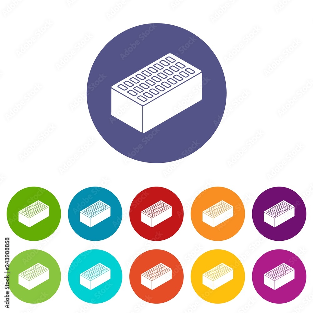 Poster brick icons color set vector for any web design on white background