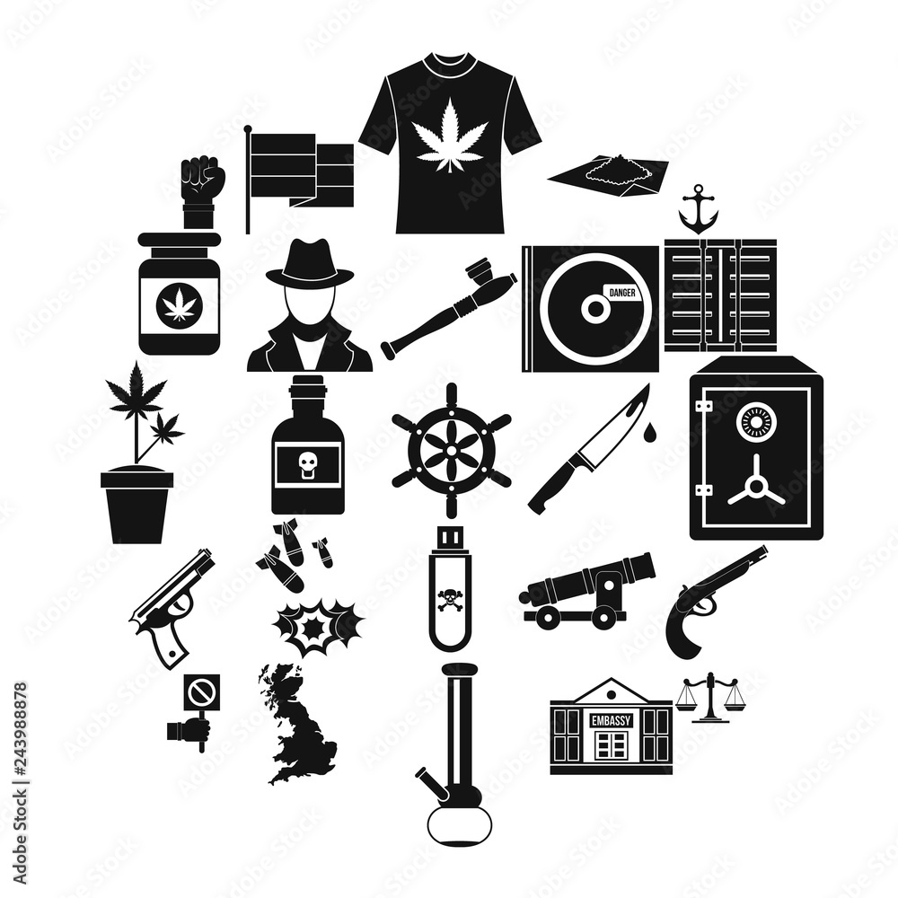 Poster crime investigation icons set. simple set of 25 crime investigation vector icons for web isolated on