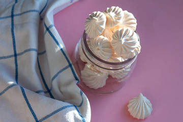 group of sweet meringue on a table