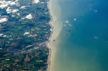 Aerial view, Normandy coastline - France
