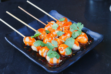 cooked with teriyaki japanese meatball grill