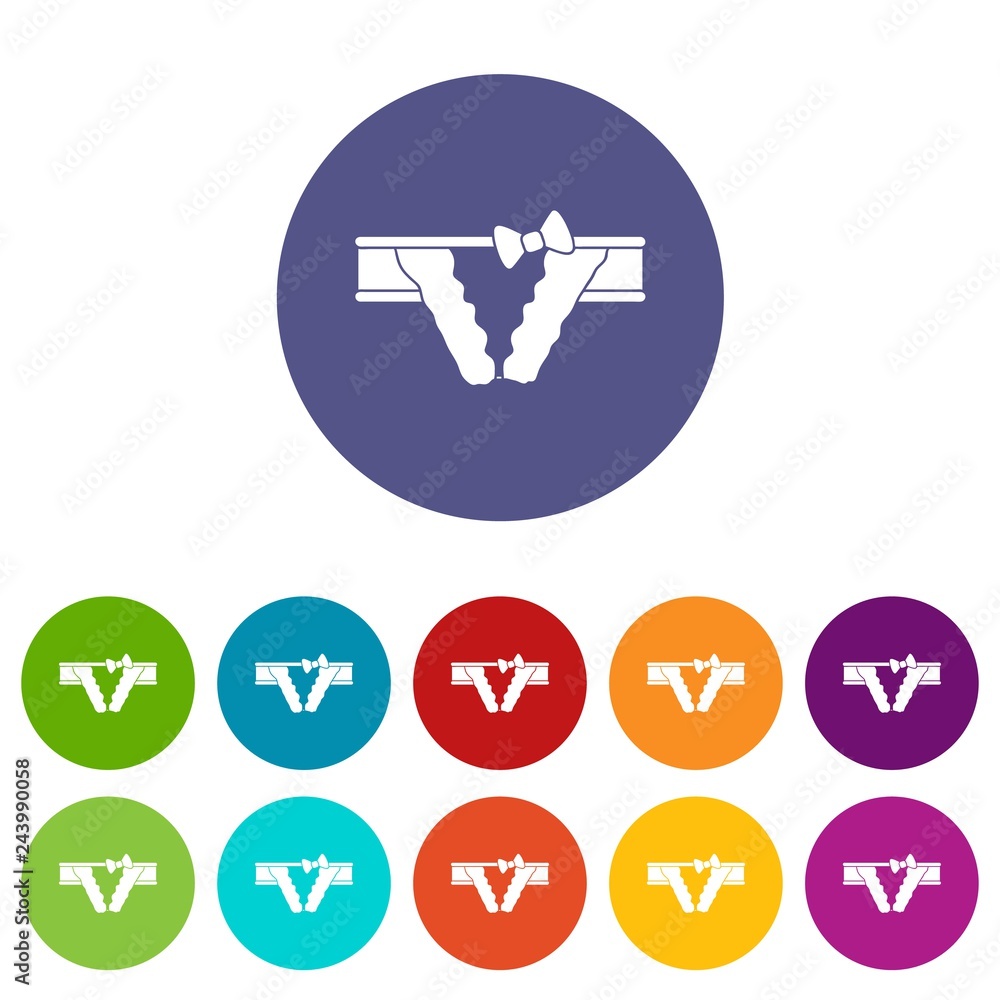 Poster bikini icons color set vector for any web design on white background