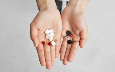 tablets vitamins in the hands