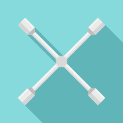 Cross wheel key icon. Flat illustration of cross wheel key vector icon for web design