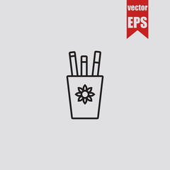 Pencils in a glass icon.Vector illustration.