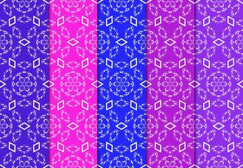 Set of Seamless Geometrical Pattern. Vector Illustration. For Design, Wallpaper, Fashion Print. Blue, red, purple color