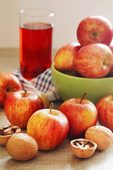 Apples and juice with autumn mood