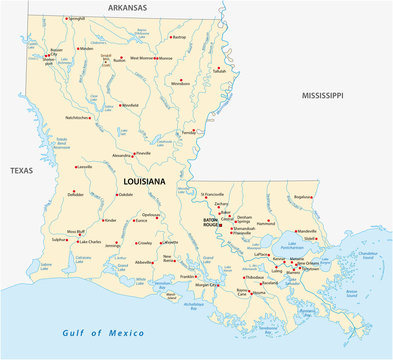 Vector Map of the U.S. state of Louisiana