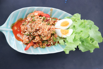 spicy salad or spicy shrimp salad with winged bean