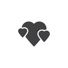 Three hearts vector icon. filled flat sign for mobile concept and web design. Abstract heart simple solid icon. Love and Valentine's Day symbol, logo illustration. Pixel perfect vector graphics