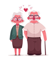 Happy grandparents. Vector cartoon illustration. Grandparents day